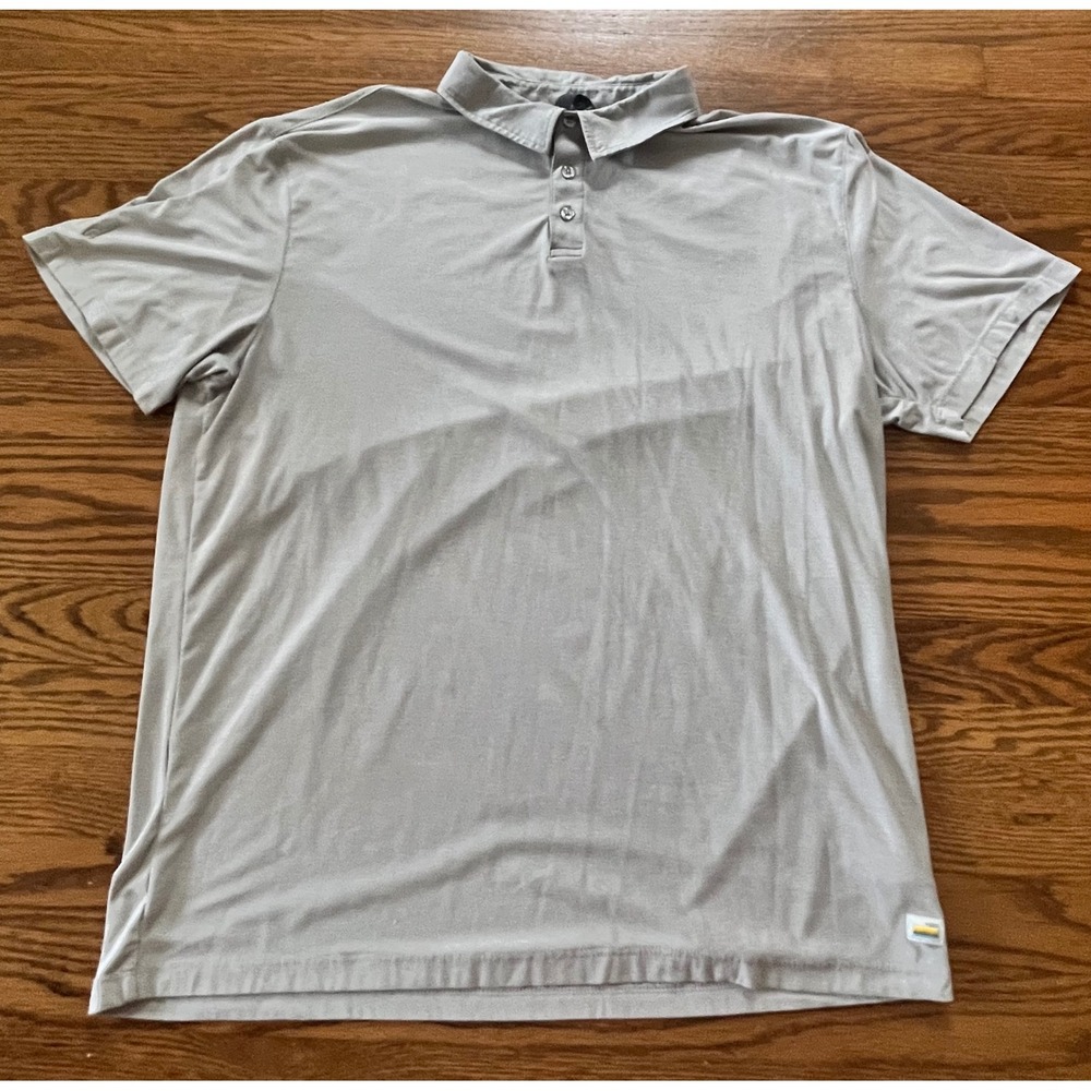 Vuori Strato Tech Polo Shirt Mens XL Light Grey Heather Performance Short Sleeve